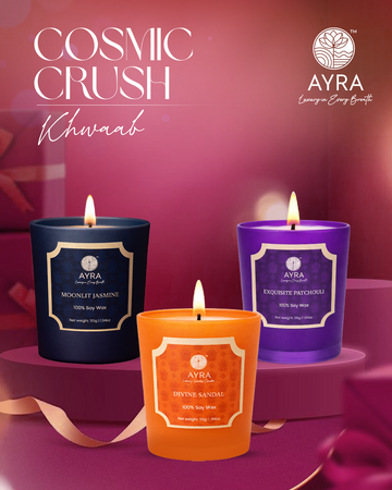 Khwaab | Cosmic Rush | Exquisite Patchouli/Divine Sandal/Moonlit Jasmine | Set of 3 Shot Glass