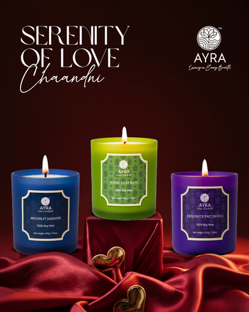 Chaandni | Serenity Of Love |Exquisite Patchouli/Royal Raat Rani/Moonlit Jasmine | Set of 3 Big Glass