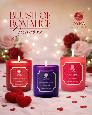 Junoon | Blush Of Romance |Exquisite Patchouli/Premium Parijat/Golden Champa | Set of 3 Big Glass