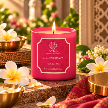 Golden Champa Candle | Big Glass