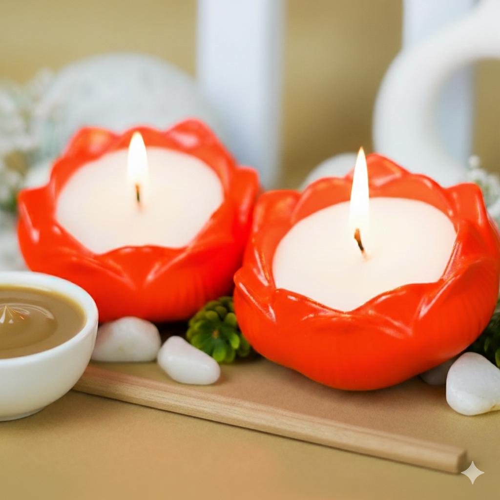 Divine Sandal Candle | Lotus Set of 2