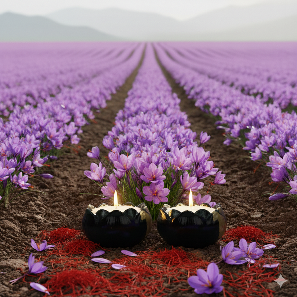 Kashmiri Zaffrani Kesar Candle | Lotus Set of 2