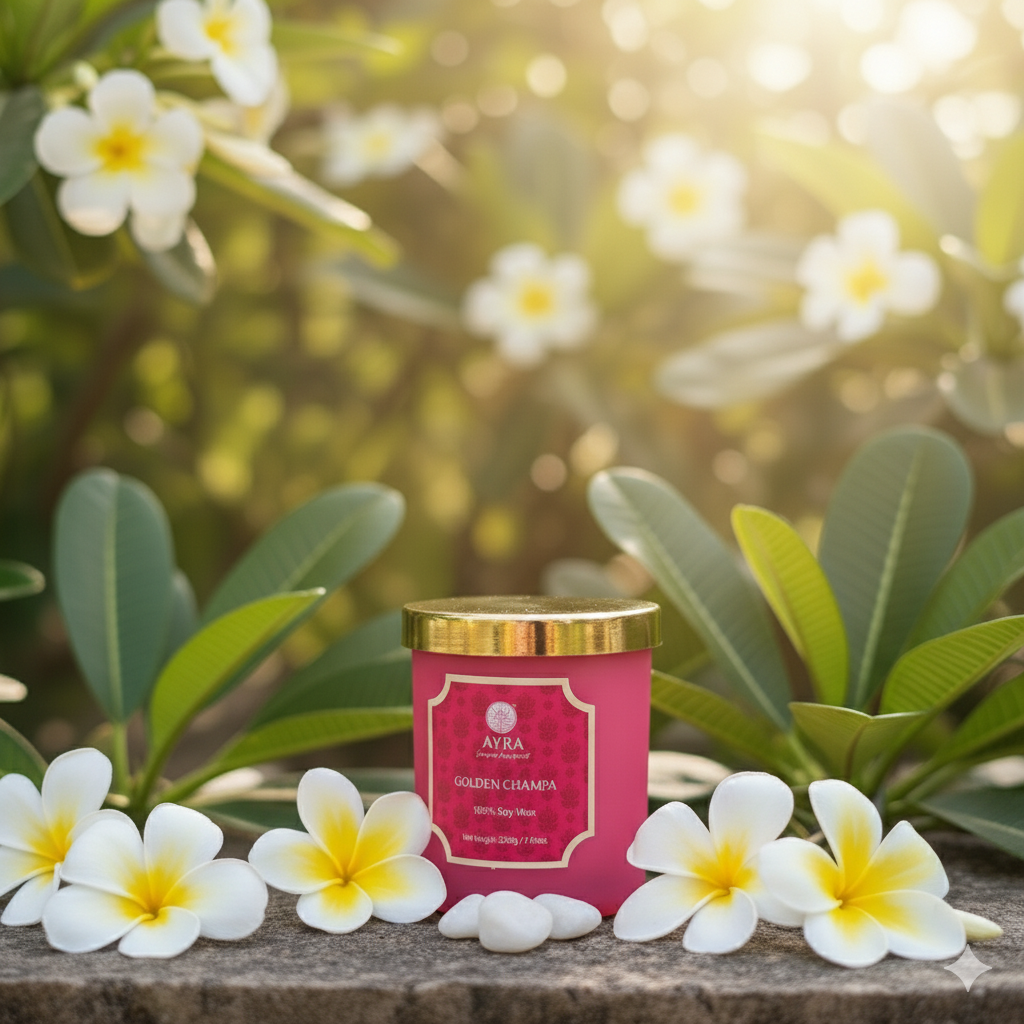 Golden Champa Candle | Big Glass