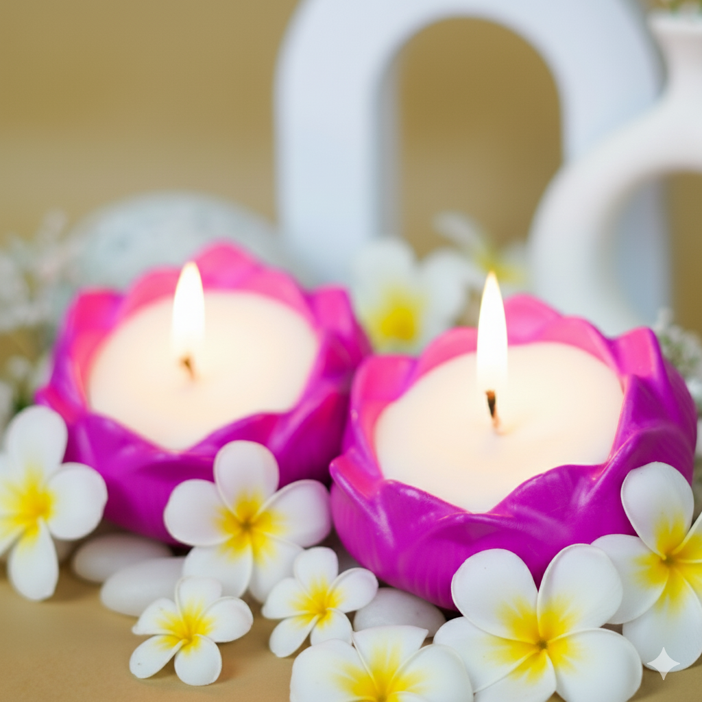 Golden Champa Candle | Lotus Set of 2