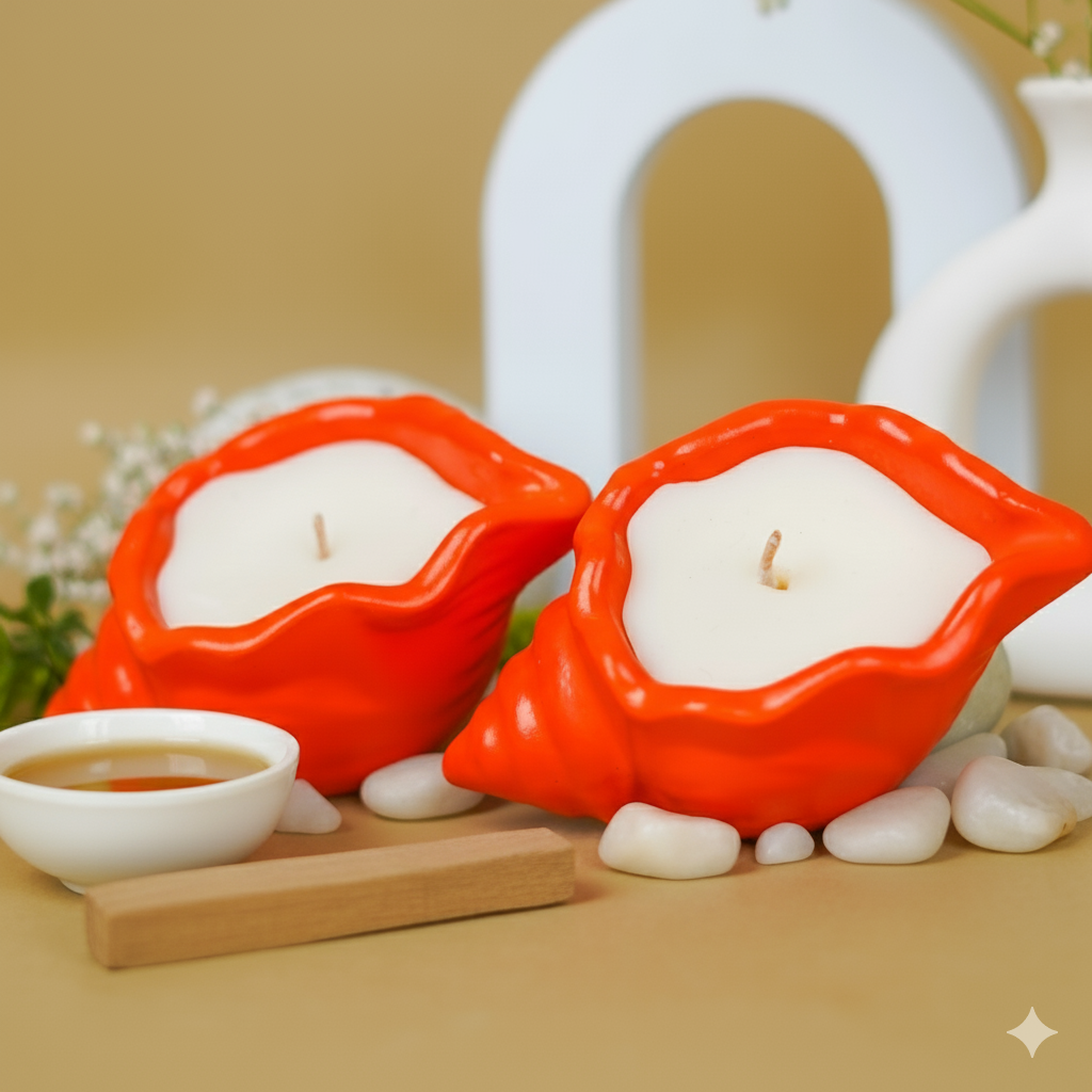 Divine Sandal Candle | Shankh Set of 2