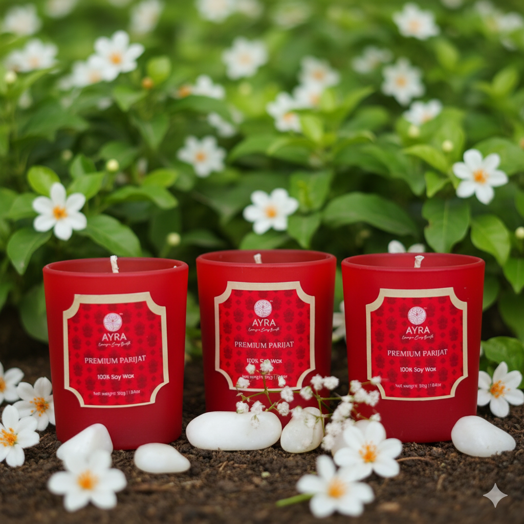 Premium Parijat Candle | Set of 3