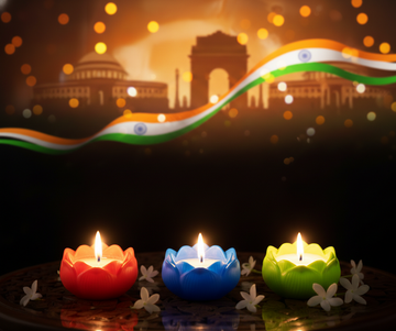 Republic Day Candle | Royal Raat Rani/Moonlit Jasmine/Divine Sandal | Set of 3 Lotus