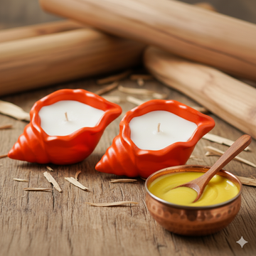 Divine Sandal Candle | Shankh Set of 2