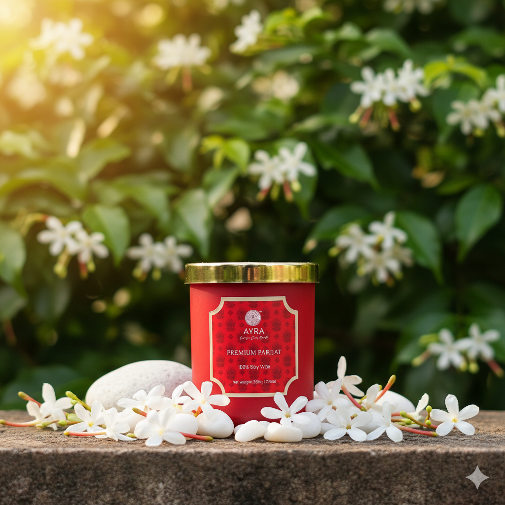 Premium Parijat Candle| Big Glass