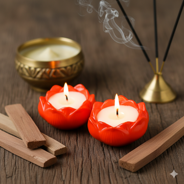 Divine Sandal Candle | Lotus Set of 2