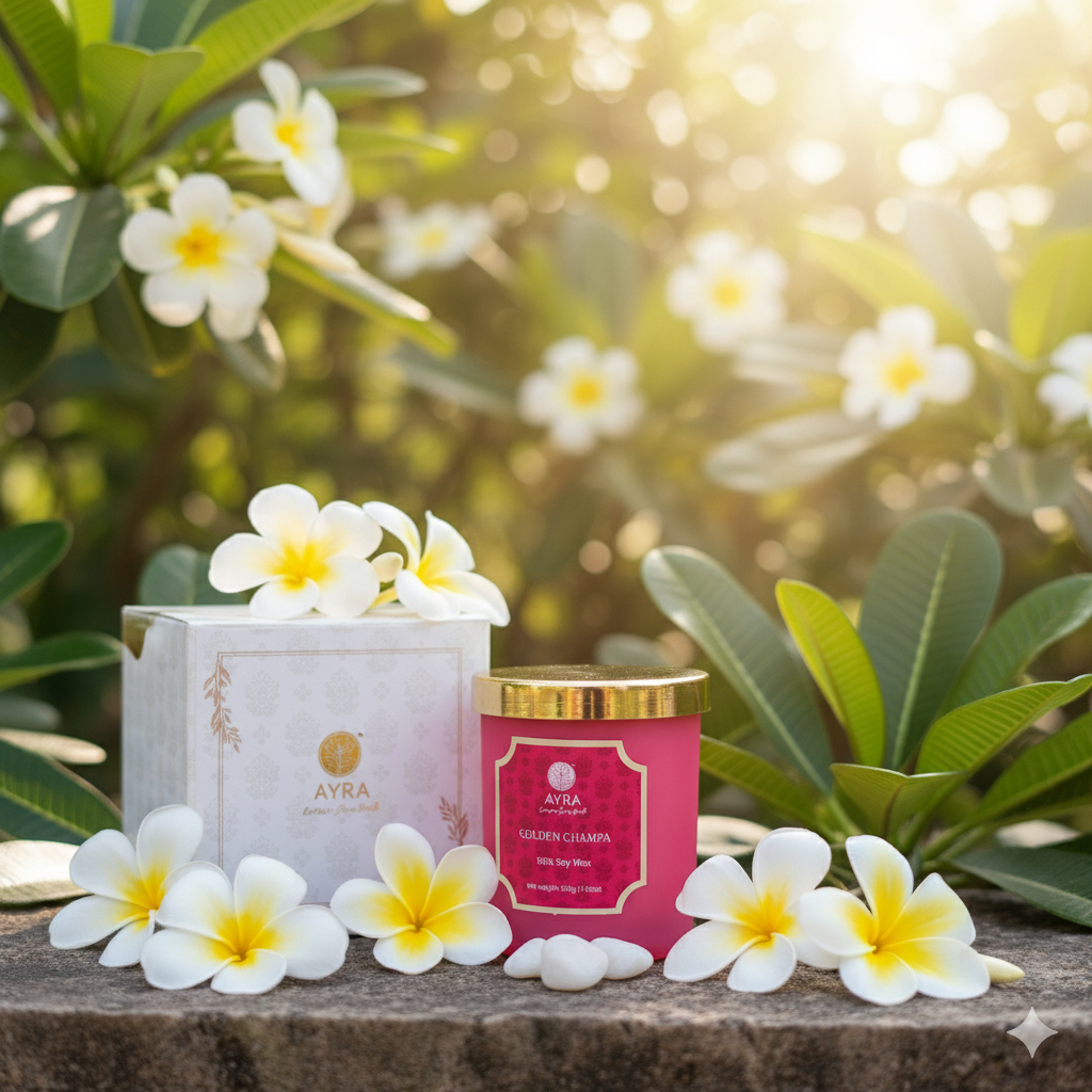 Golden Champa Candle | Big Glass