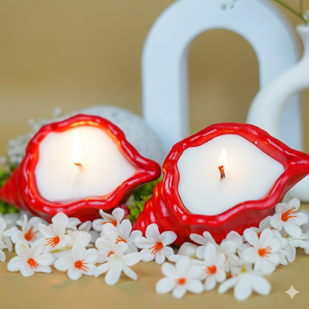 Premium Parijat Candle| Shankh Set of 2