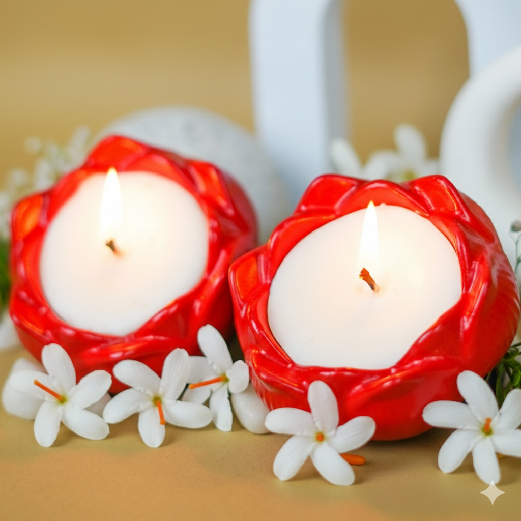 Premium Parijat Candle | Lotus Set of 2