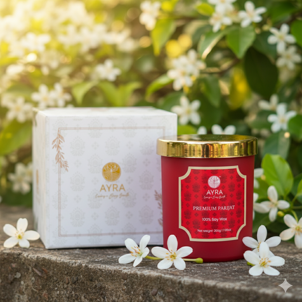 Premium Parijat Candle| Big Glass