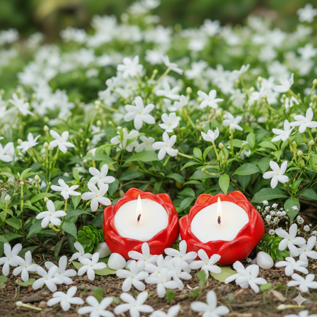 Premium Parijat Candle | Lotus Set of 2