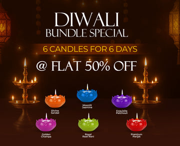 Candle | Set of 6 Lotus | 6 Days of Diwali